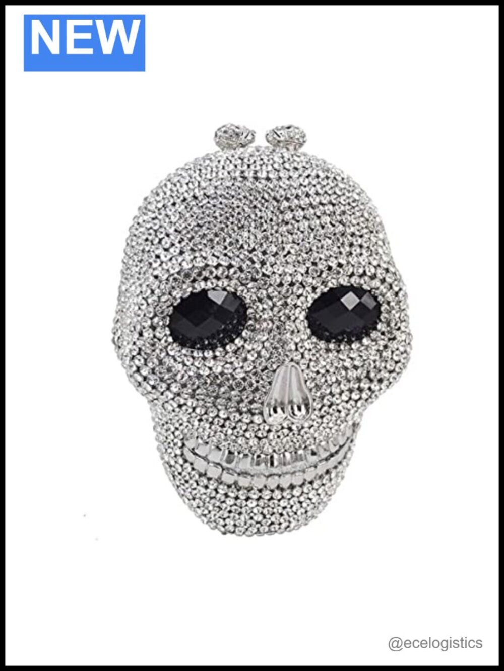 Rhinestone Skull Clutch Purse Evening Bag Halloween Party